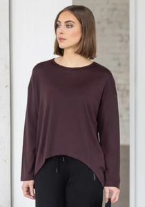 Products: Vassalli Quin Merino Top 100% Merino Oversized Drop Shoulder Top with Curved Hem & Back Split