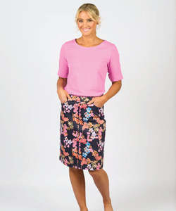 Tops Shirts Blouses: Vassalli Boat Neck 3/4 length sleeve Tee - Orchid