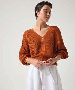 Marco Polo Open Knit Bomber - Rust