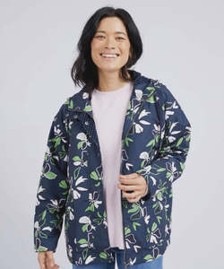 Elm Idyll Floral Raincoat - Navy