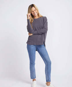 Hoodies Sweatshirts: Foxwood Delilah Crew -Coal