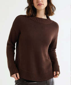 Knitwear: LD + C Chunky Cotton Jumper - Chocolate