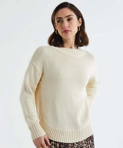 Knitwear: LD + C Chunky Cotton Jumper - Snow