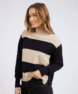 Knitwear: Foxwood Canterbury Knit - Tan and Black Stripe