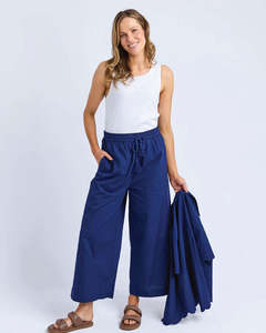 Pants: Elm Odette Broderie Pant - Deep Blue