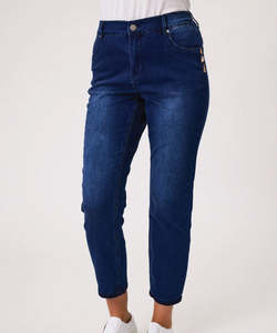 Jeans: Classified Knit Denim 7/8 Jean with Brooch Detail