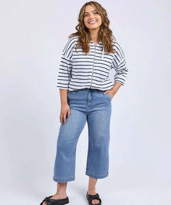 Jeans: Elm Sidney Cropped Wide Leg Jean - Light Blue