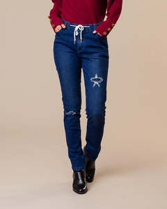 Classified Tie Front Jeans - Indigo (little destruction)