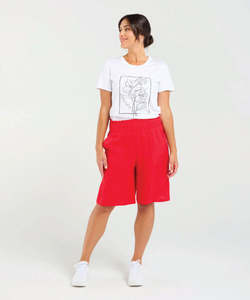 Black Stone Darcy Shirred Waistband Shorts- Poppy Red