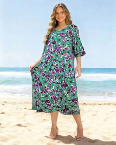 Glam Dress Angle Bell - Teal Flowers