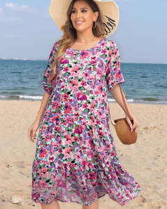 Glam Dress Tiered Florals - Pink