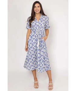 Dresses: Amaya Kayden Shirt Dress - Blue Print