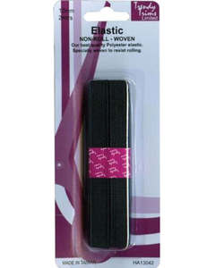 12mm Elastic Non Roll Woven Black