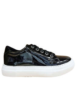 Footwear: Gelato Zilch Lace up Sneaker - Black Patent