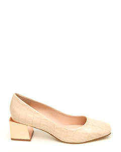 Heels: Capelli Rossi Court Shoe Porcein CRW22-07 Pink Croc/Rose Gold