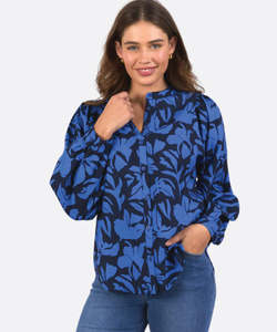Elm Riley Blouse - Print in Blues