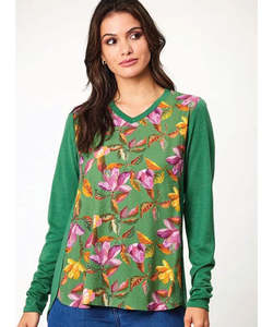 Newport Greta Splice Merino Top - Forest Mix