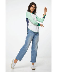 Jumper: Z & P Colour Block Jumper - White Combo