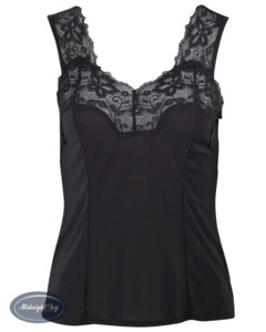 Midnight Ivy: Zenza - Singlet with Cutaway Lace - Black