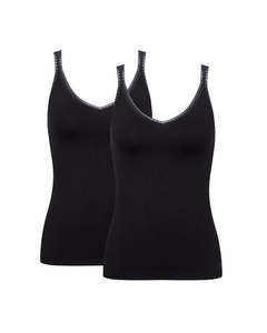 Sloggi Go Shirt 01 C2P Cotton Singlet- 2 Pack Black