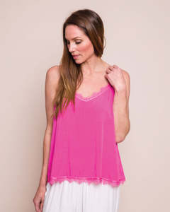 Suzy D Lace Trim Viscose Kami - Fuchsia