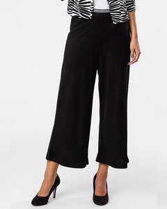 Democracy: Democracy  Donna Knit Palazzo 7/8 Pants - Black