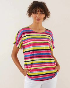 Yarra Trail: Yarra Trail Arcadia Stripe Tee- Magenta