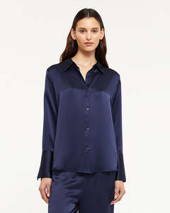 Pyjamas: Ginia Isla Silk Shirt - Midnight