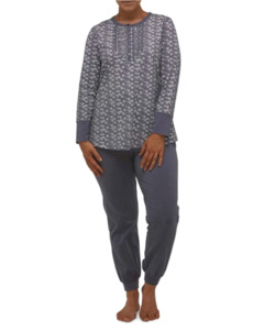 Pyjamas: Yuu Ditsy Ruffle PJ Set- Gunmetal