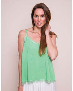 Suzy D Lace Trim Viscose Kami - Apple Green