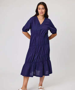 Duo: Duo Maeve Shirred Dress - Navy