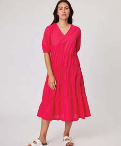 Duo Maeve Shirred Dress - Bright Pink
