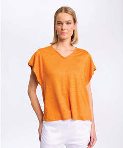 Marco Polo: Marco Polo Linen Jersey Tee - Amber Glow