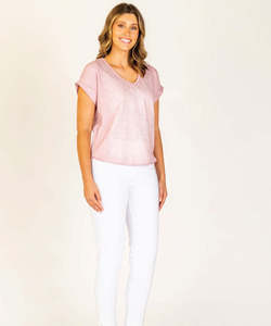 Maglia Stella V Neck Linen Top - Pink