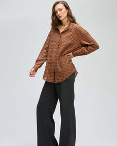 Tops Shirts Blouses: LD+Co Poker Dot Shirt - Toffee Spot