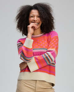 Knitwear: Zaket & Plover Stripe Pop Jumper - Amaranth