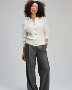 Knitwear: Zaket & Plover Alpaca Cardi - White