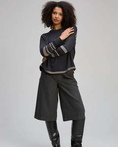 Knitwear: Zaket & Plover Textured Swing Jumper - Charcoal