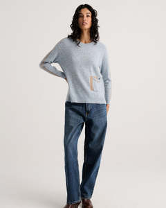 Knitwear: LD+Co Pocket Detail Jumper - Sky