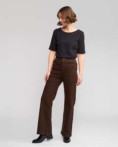 Vassalli Wide Leg Full Length Peace Jean - Chocolate