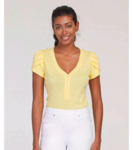 Products: Tulip sleeve henley top - Tops : Gaby's Warkworth - TRIBAL H23