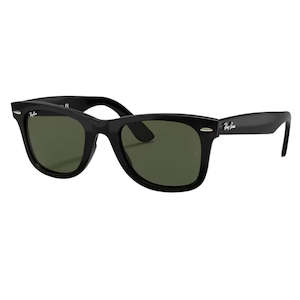 Mens Sunglasses: Ray-Ban Wayfarer RB4340 601 - Black Frame with Green Lens