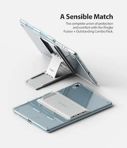 Tablets Ipads: Galaxy Tab S6 Lite Fusion Combo with Stand Clear (Light Gray) Case By Ringke