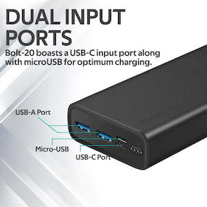 Chargers And Power Bank: Promate 20000mAh Smart Charging Power Bank with Dual USB Output Black