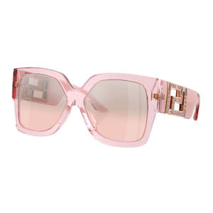 Versace Sunglasses: Versace VE4402 54727E - Transparent Pink Frame, Light Pink Mirror Silver Lens