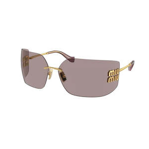 Miu Miu MU 54YS 5AK06I Women’s Sunglasses – Gold Frame, Light Purple Brown Lenses