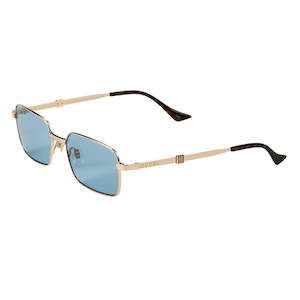 Gucci Mens Sunglasses: Gucci GG1495S 003 Men’s Sunglasses - Gold Frame, Blue Lenses