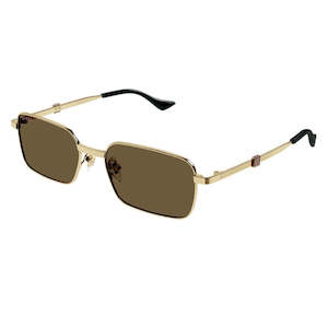 Gucci GG1495S 002 Men’s Sunglasses - Gold Frame, Brown Lenses