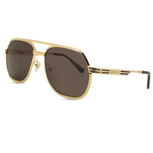 Gucci Mens Sunglasses: Gucci GG0981S 001 60 Gold Brown