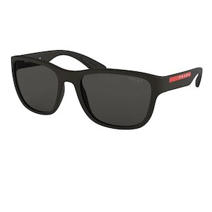 Prada Mens Sunglasses: Prada Linea Rossa PS 01US ACTIVE DG05S0 Black Rubber Grey lens